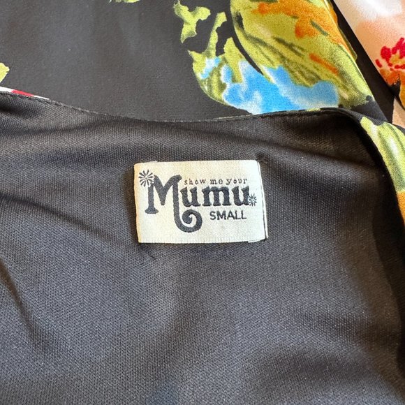 Show Me Your Mumu Dress Portabella Black Floral Mini Swing LS Boho Witchy SMALL - Picture 5 of 14